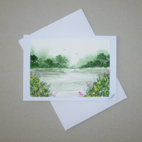 original art watercolour landscape greetings card ( ref FA 134 R2 )
