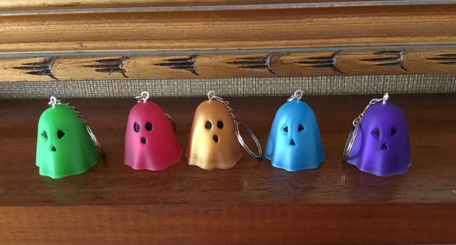 Colourful mini ghost, Halloween, desk buddy, statue keyring