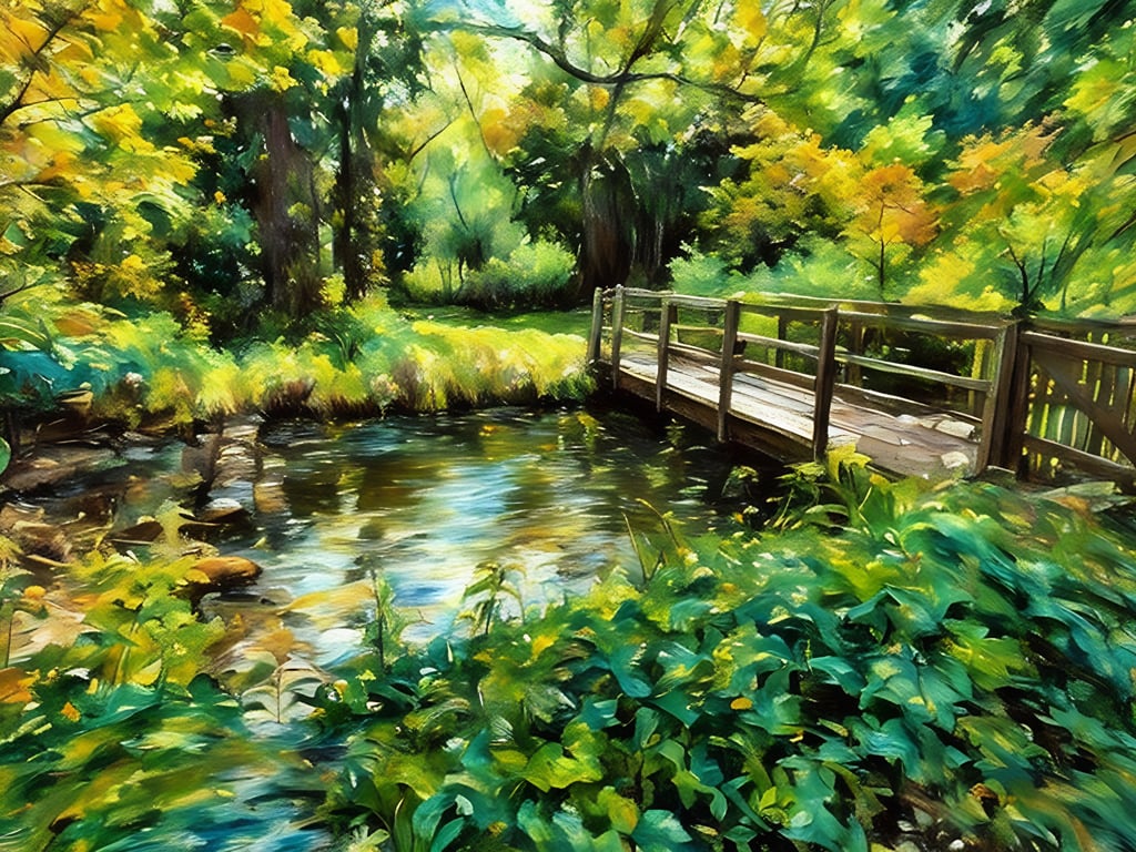 A4 Print Of Gooderstone Water Gardens Norfolk Bridge 