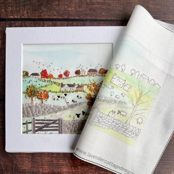 Yorkshire Dale In Autumn Pre Printed Linen Colour Panel only