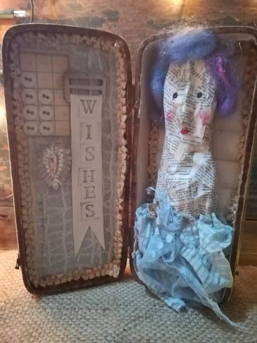 Art doll, papier mache folk art doll, collectors art piece, vintage style doll