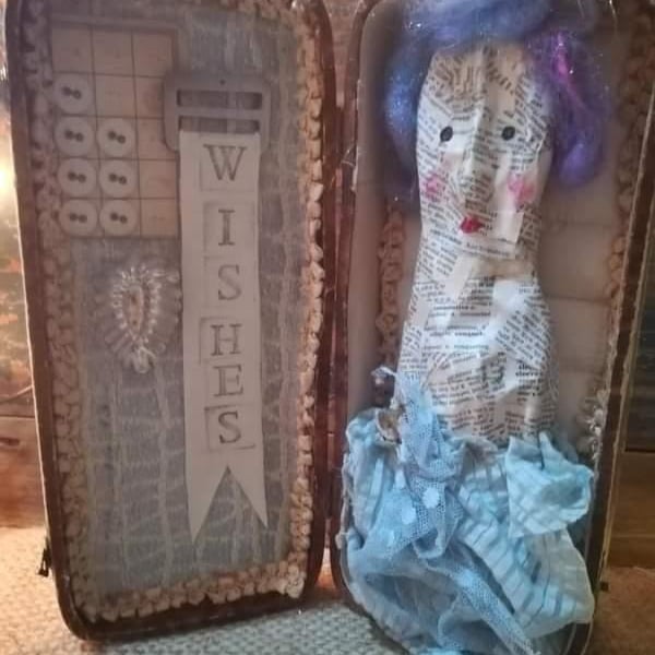 Art doll, papier mache folk art doll, collectors art piece, vintage style doll