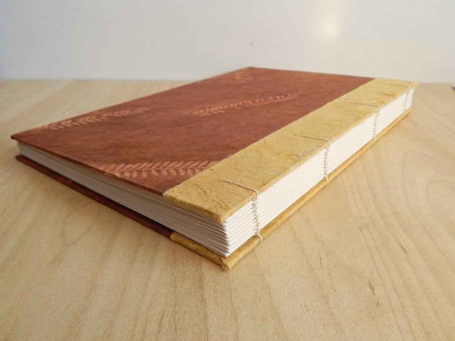 Fern Leaf Hand Made Journal Sketchbook, Nepalese Paper.