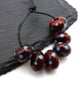 lampwork glass beads, brown and turquoise spots - Image 2