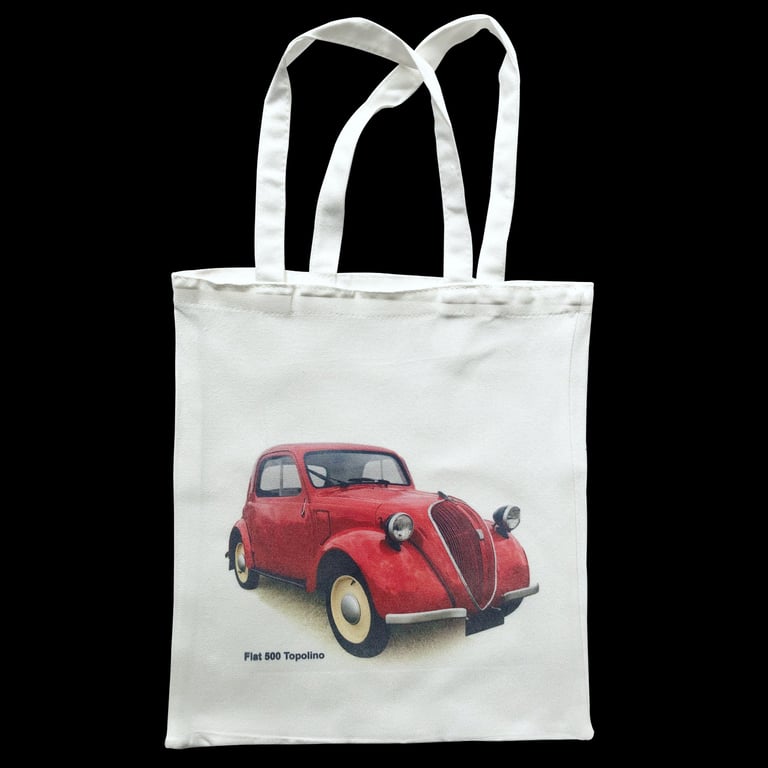 Fiat 500 Topolino - Shopping Tote Bag - Approx Size 39x37cm plus Handles