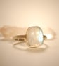Rose Cut Glowing Rainbow Moonstone Ring - Image 1
