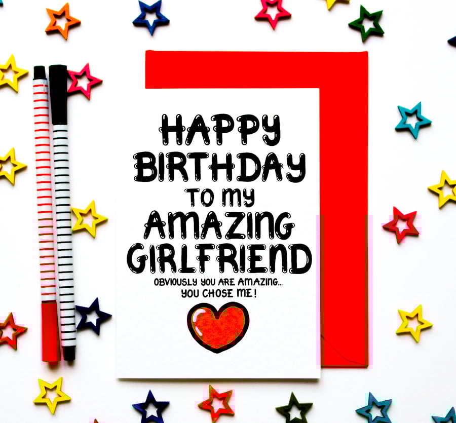 Funny Birthday Card For Girlfriend, Card From Girlfriend, Boyfriend