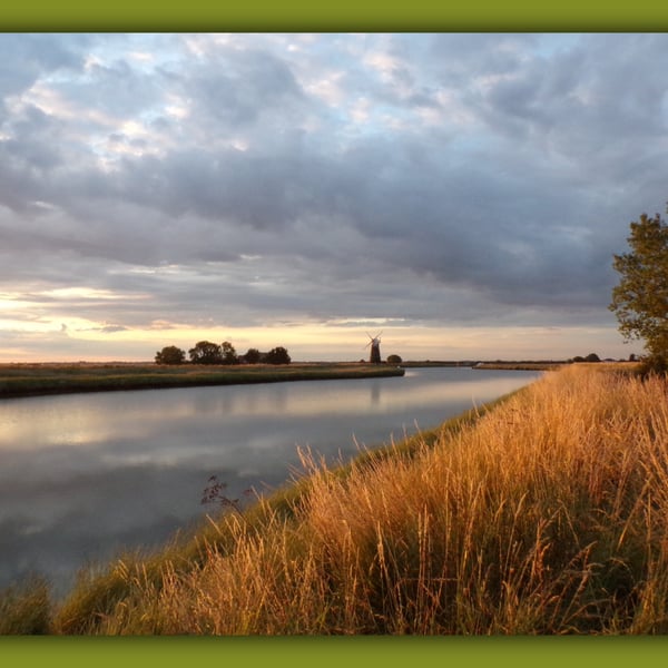 Norfolk Broads Photo Windmill Greeting Card A5