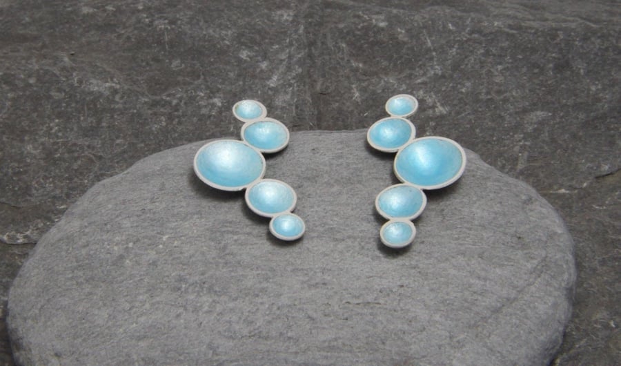 Rockpool Statement Enamel and Sterling Silver Earrings 