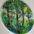 Bluebell wood fused glass art
