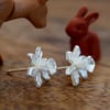 Spring Daffodil Flower Stud Earrings Sterling Silver