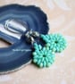 Turquoise and Green Beaded Drop Earrings - Image 1