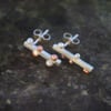 Sterling Silver and Copper Square Bar Stud Earrings