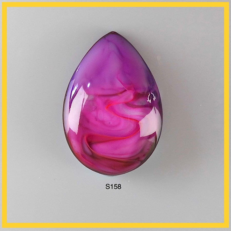 Small Teardrop Pink Cabochon, hand made, Unique, Resin Jewelry - S158