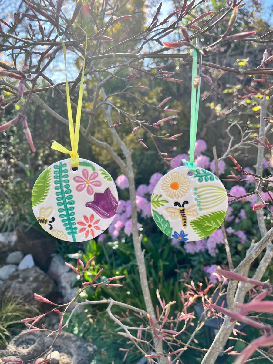 Handmade Spring Ceramic Hanger, Hanging Spring Decoration