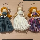 NEW - Handmade Guardian Angel Keyring - Rose Quartz & Amethyst Crystal Charm 
