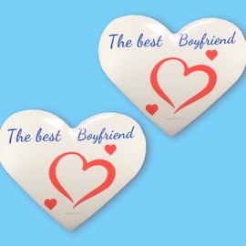 The Best Boyfriend Set Of Two Ceramic Heart Shaped Coasters
