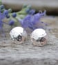 Sterling silver domed studs, hammered silver circle studs, silver circle earring - Image 2