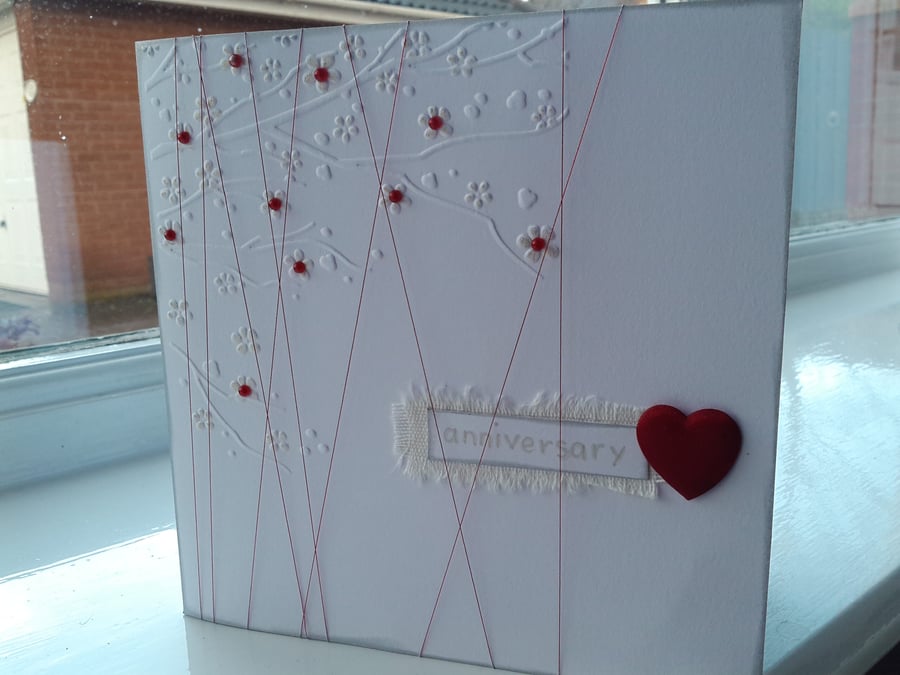 Red heart anniversary card