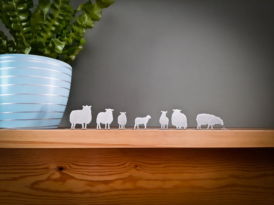 Flock of Sheep Mantelpiece Ornament, Sheep Silhouette, Farmer Gift, Sheep Gifts