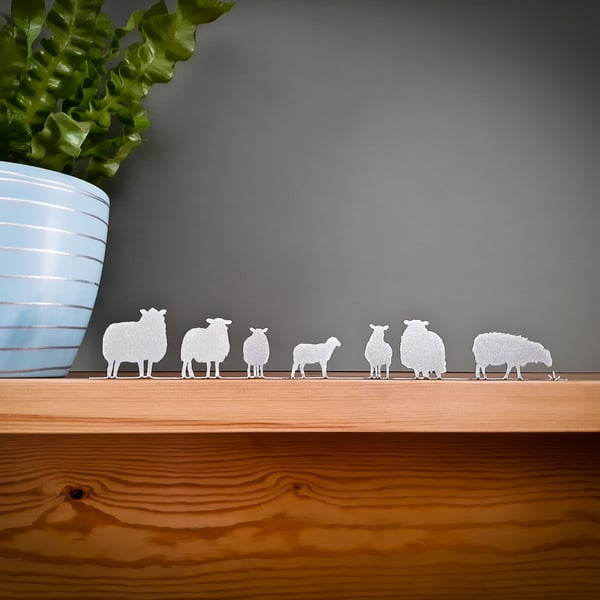 Flock of Sheep Mantelpiece Ornament, Sheep Silhouette, Farmer Gift, Sheep Gifts