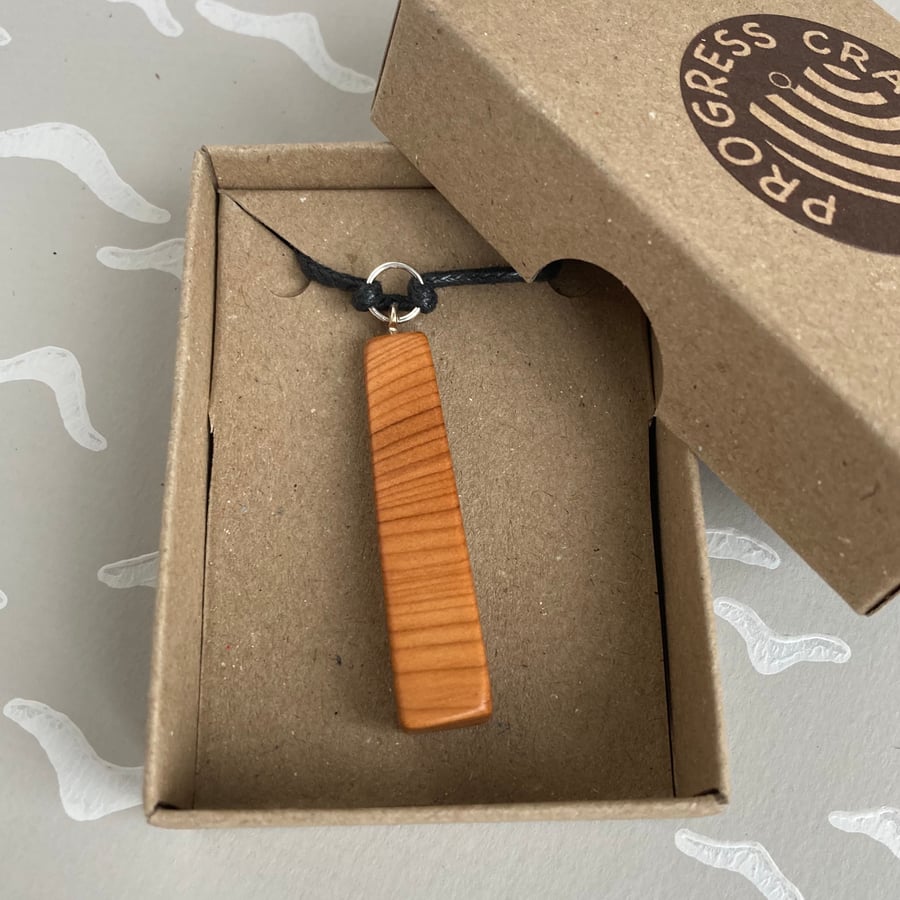 Small needle yew pendant necklace - I was in the off cut bin now I’m jewellery