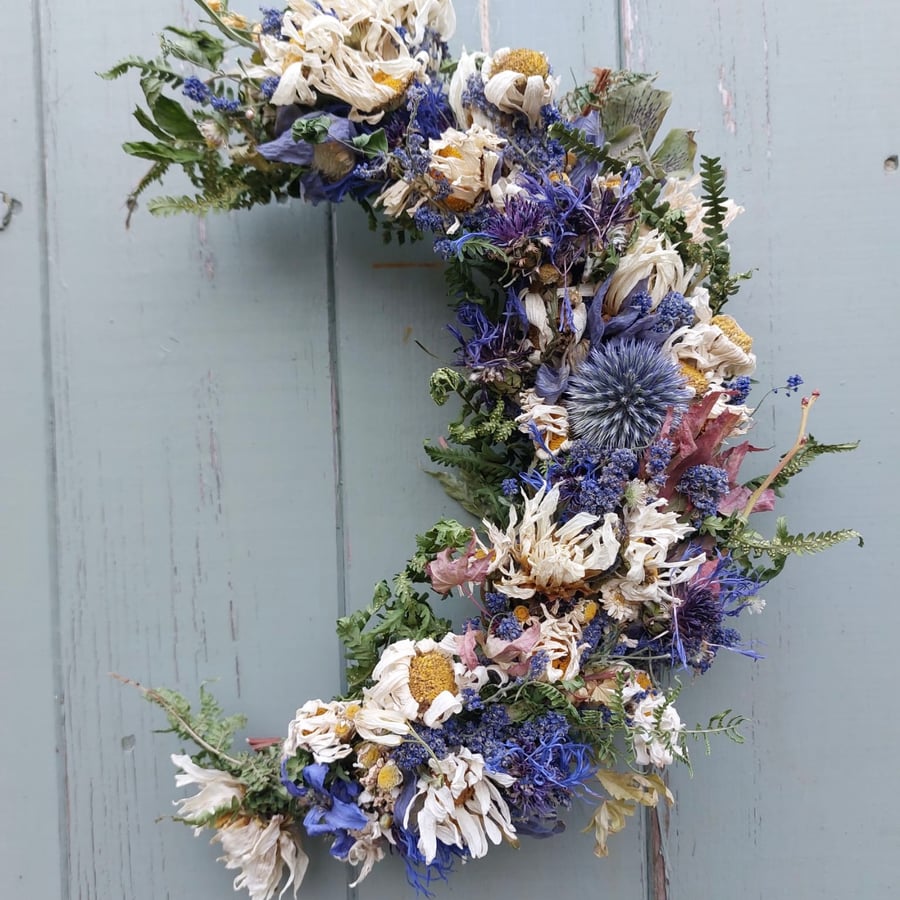 Handmade Dried Flower Crescent Moon