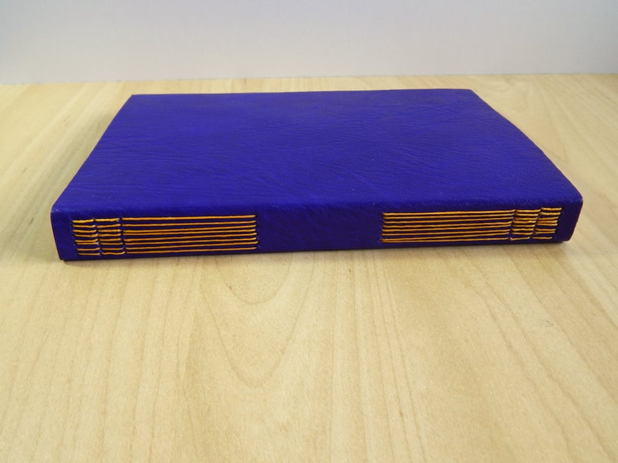 Purple Leather Journal with lined pages, botanical paper lining. Garden Gifts.