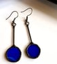 Royal blue stained glass circular statement dangle earrings, Mother's Day gift - Image 5