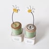 Clay Daisy on a Teeny Vintage Bobbin 'it's the little things'