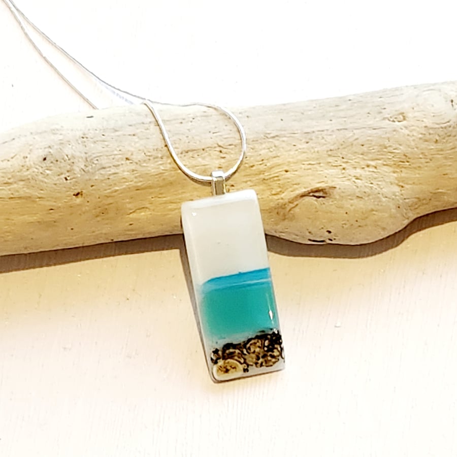 Rocky Shoreline Fused Glass Necklace