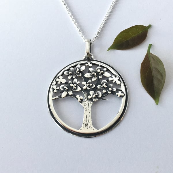 Tree of Life pendant on 18" silver chain