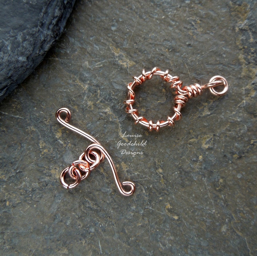 Handmade copper wire vine toggle clasp, made to order, make your own, jewellery