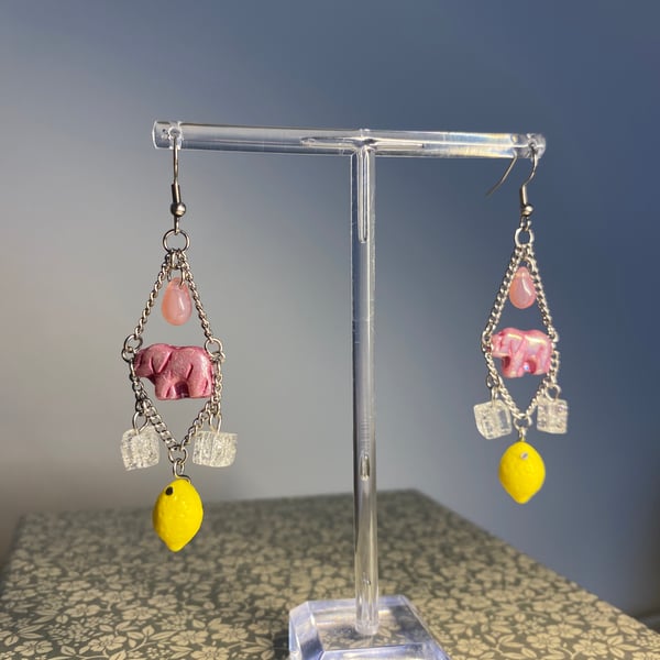 Dear Jessie - Pink Elephants & Lemonade Earrings 