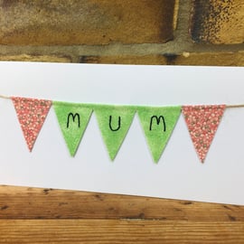 Mother’s day Card - Mum mini bunting card & gift - Mum birthday