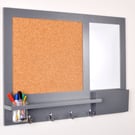 Magnetic Whiteboard and Pin board Organiser in Downpipe Grey