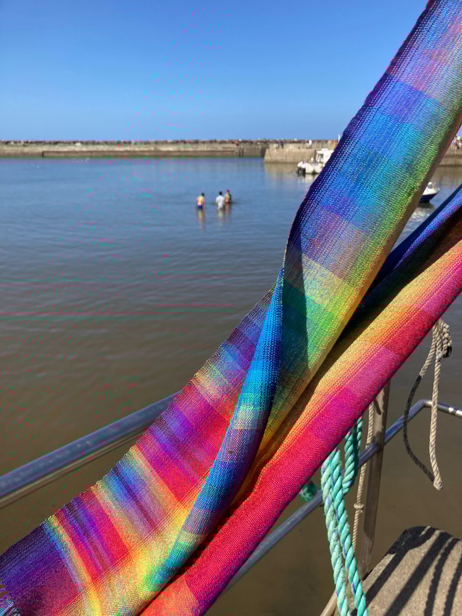 Spectrum Hand Woven Iridescent Silk Scarf 