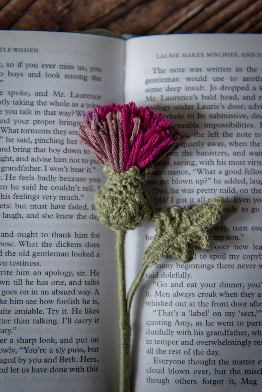 Thistle Flower Crochet Bookmark(plum colour palette)
