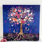 Magical Moth Tree-Printed Canvas-hand finished with gold leaf