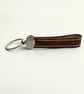 Dark Brown Full Grain Leather Strap Keychain Chrome Medallion Handmade UK - Image 5