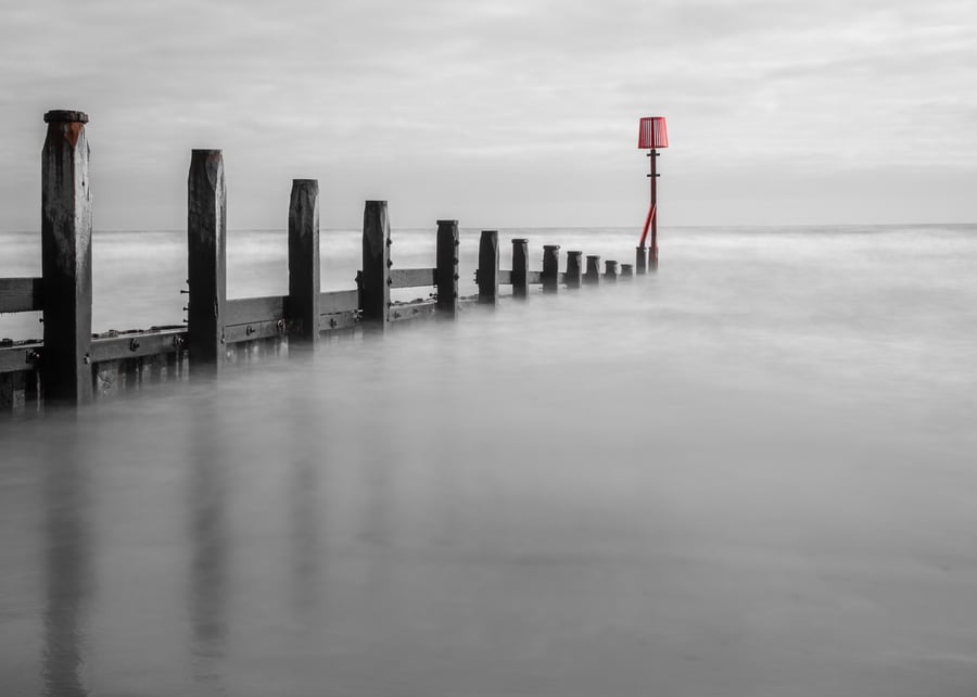 Photograph - Sea Defense Groyne at Redcar - Limited Edition Signed Print