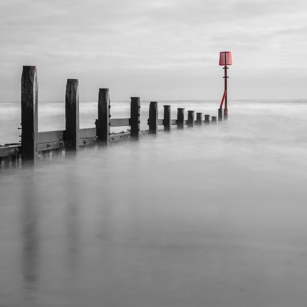 Photograph - Sea Defense Groyne at Redcar - Limited Edition Signed Print