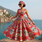 1950s Vintage Retro Rockabilly Sugar Skulls Red dress sizes 14-26 