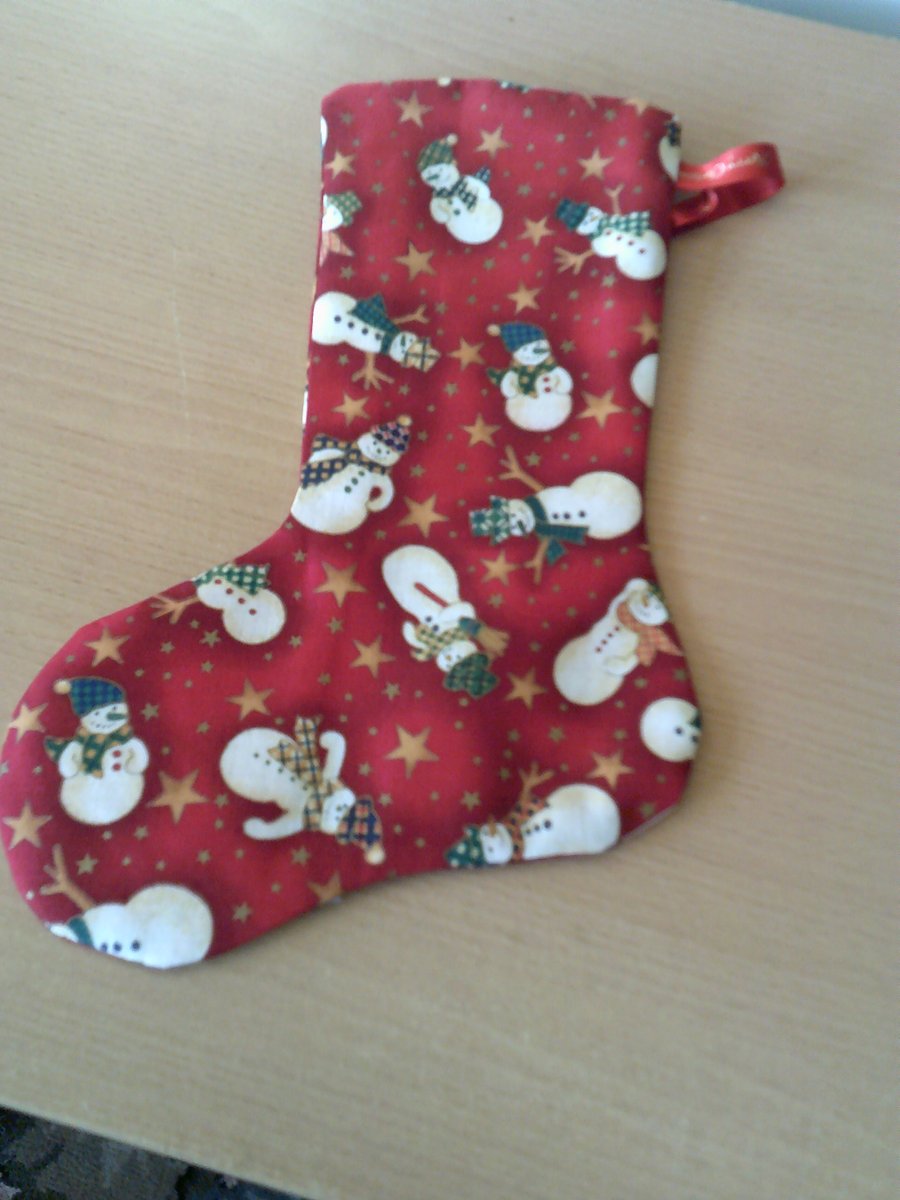 Red with Snowmen 10.5 Stocking