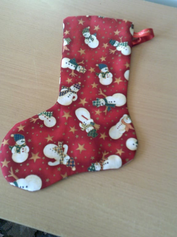 Red with Snowmen 10.5 Stocking