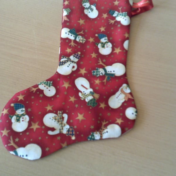 Red with Snowmen 10.5 Stocking