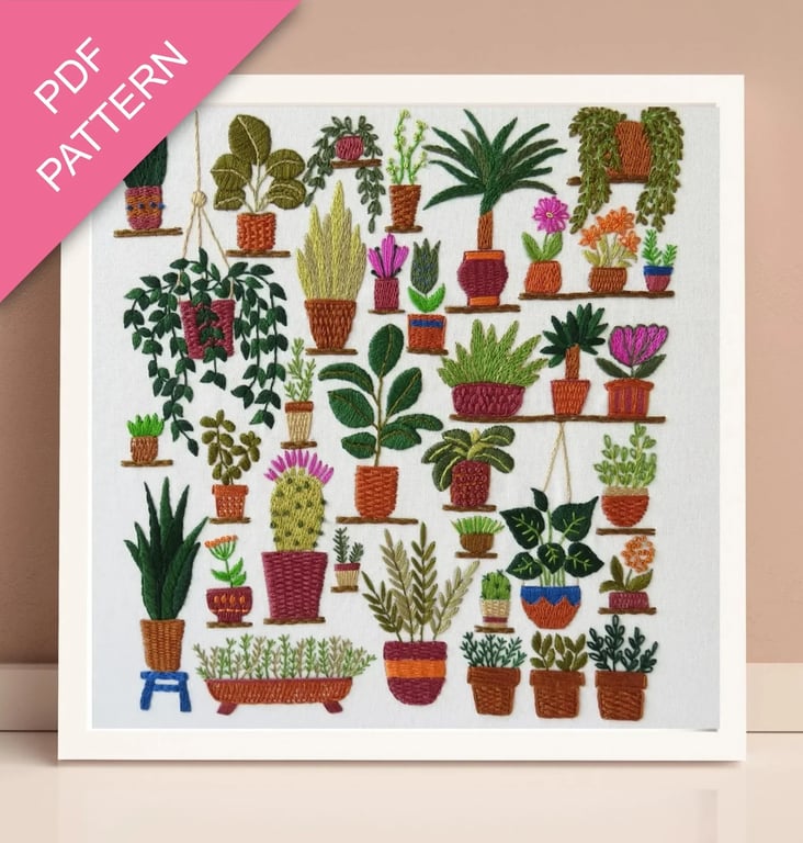 Plantopia, Hand Embroidery PDF Pattern