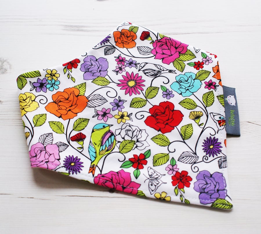 Bandana Dribble Bib Handmade Millers Spring Flowers Fabric NEW BABY GIFT IDEA