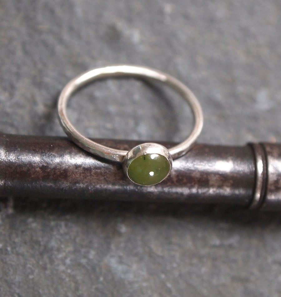 silver ring, jade stacking ring