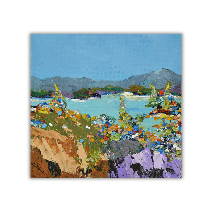 A framed acrylic mountain landscape painting - Loch Tay - Scotland